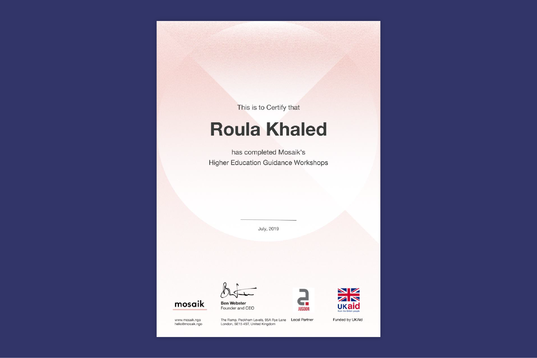 A certificate
